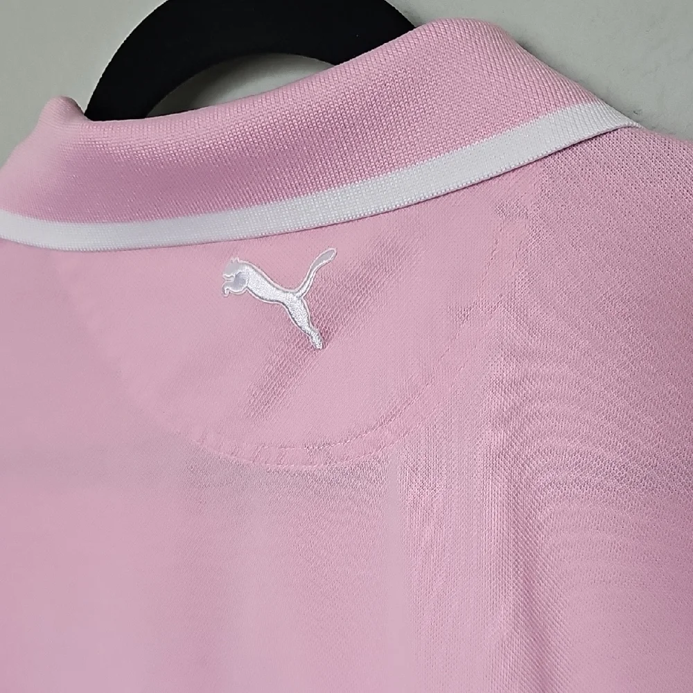 Puma Pink Men's Golf Polo Arnold Palmer invitational Signature Tipped Medium - Picture 9 of 9
